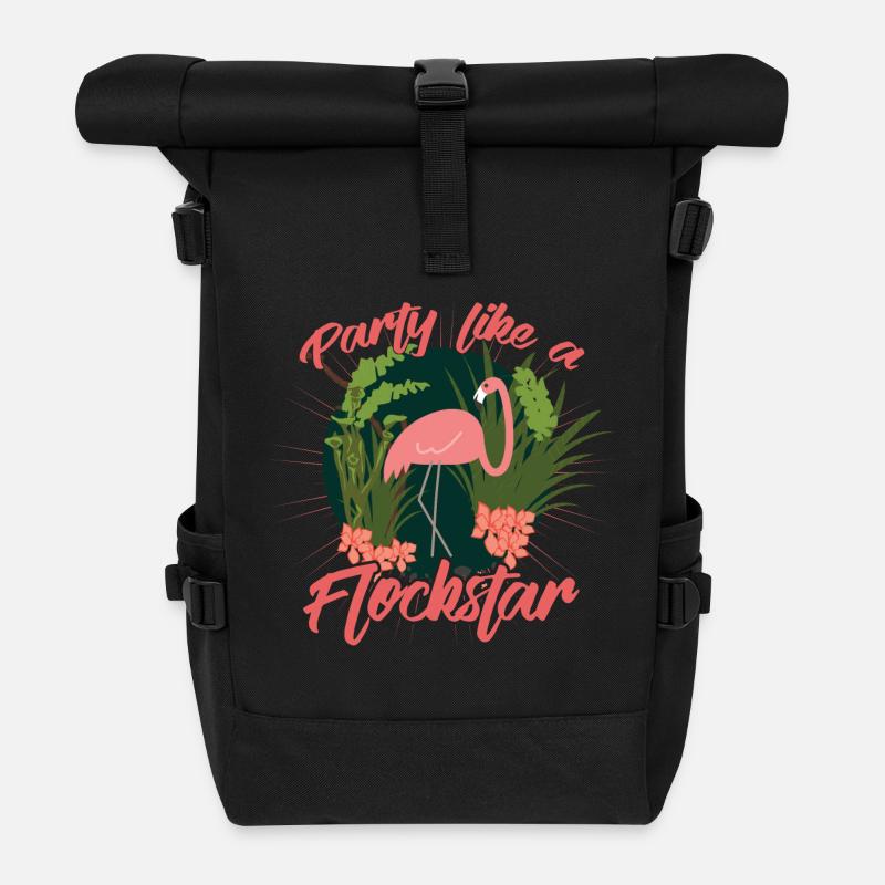 Party Flamingo like a Flockstar - Rolltop Rucksack - Schwarz