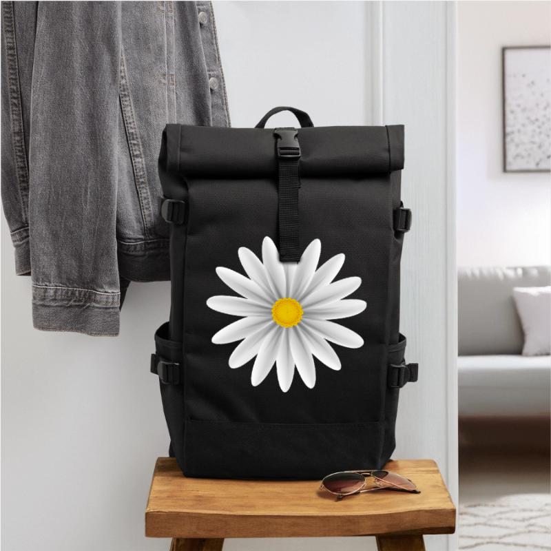Daisy blanc vers le bas Sac à dos roll top