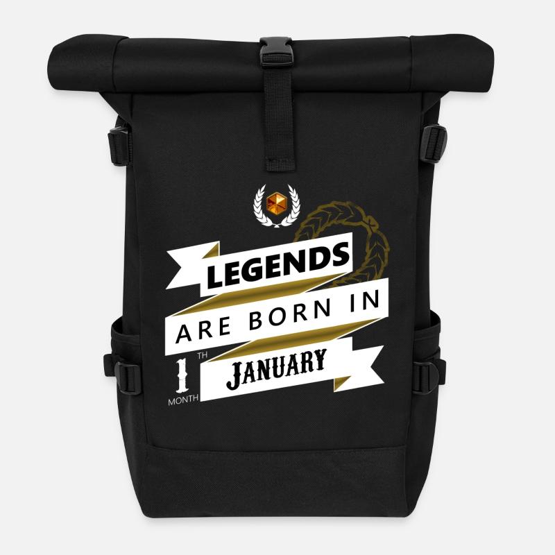 Legends are born in January Legends born - Roll Top Backpack - black