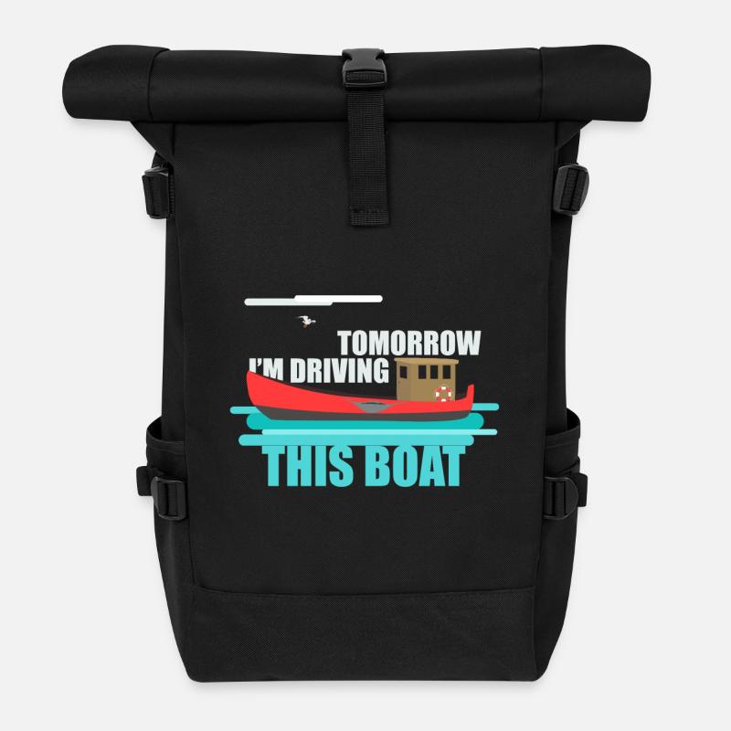 Tomorrow in the driving this boat - Roll Top Backpack - black