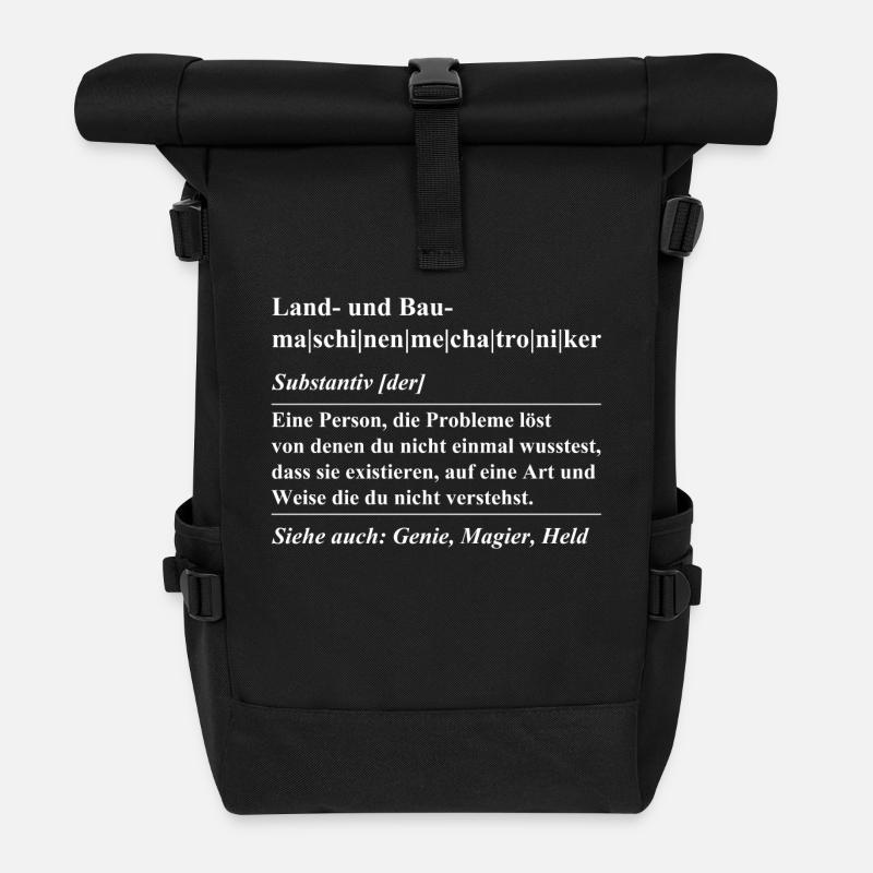 Land und Baumaschinenmechatroniker Definition Cool - Rolltop Rucksack - Schwarz
