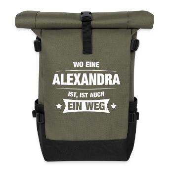 ALEXANDRA Spruch Geschenkidee Geburtstag Witzig - Rolltop Rucksack - Olive/Schwarz - Vorne