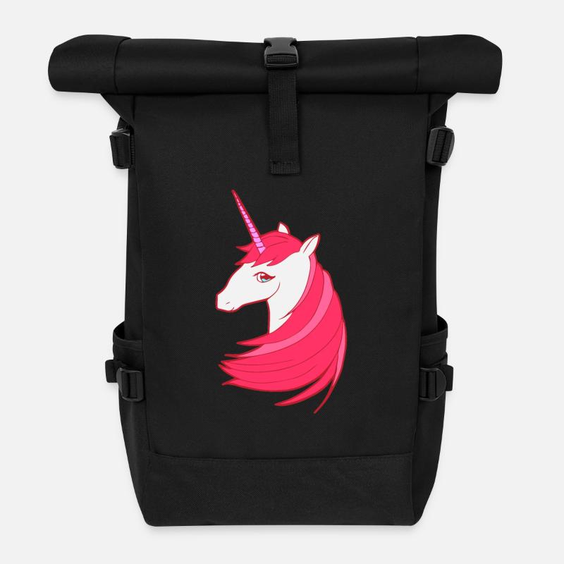 Das rote letzte Einhorn - Rolltop Rucksack - Schwarz