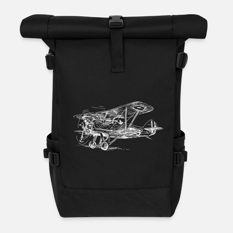 avion - Sac à dos roll top - noir