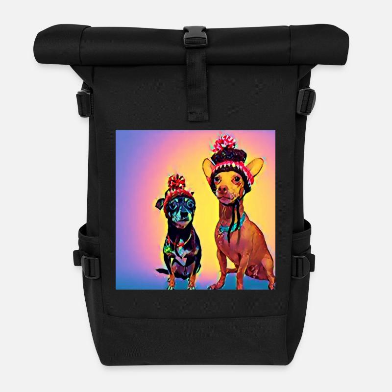 Pop-Art - Rolltop Rucksack - Schwarz