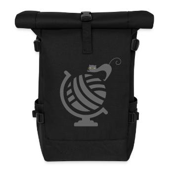 Cute Cat on Globe - Rolltop Rucksack - Schwarz - Vorne