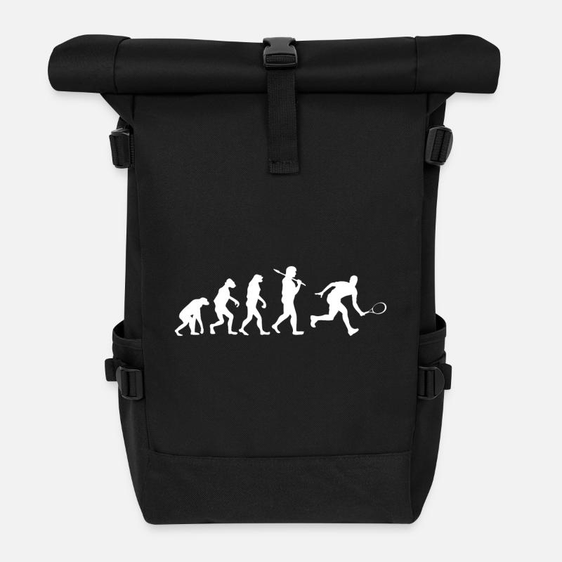 Evolution tennis player gift sports racket - Roll Top Backpack - black