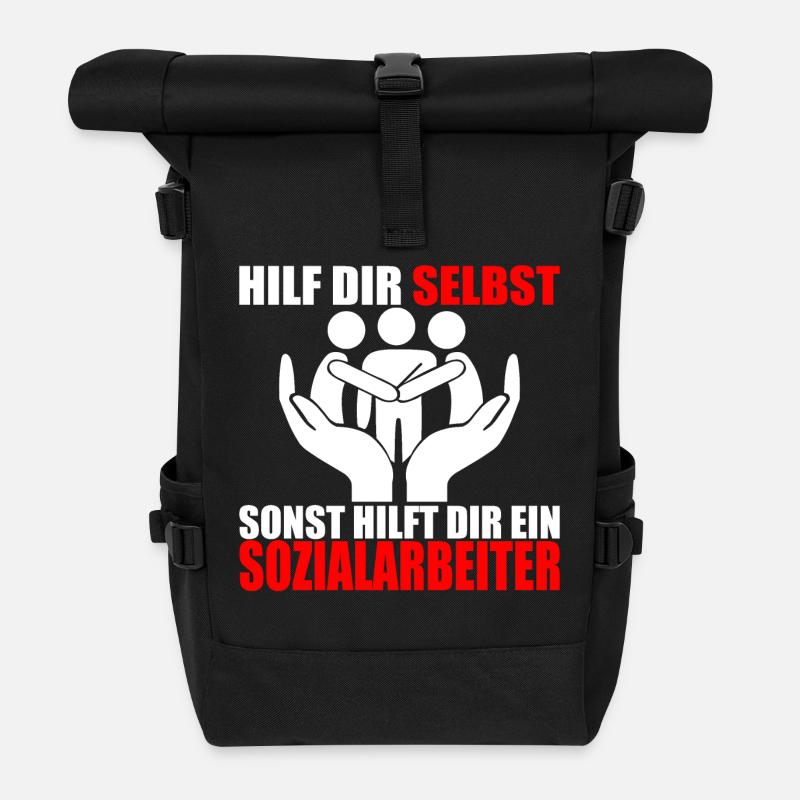 HILF DIR SELBST SONST HILFT DIR EIN SOZIALARBEITER - Rolltop Rucksack - Schwarz