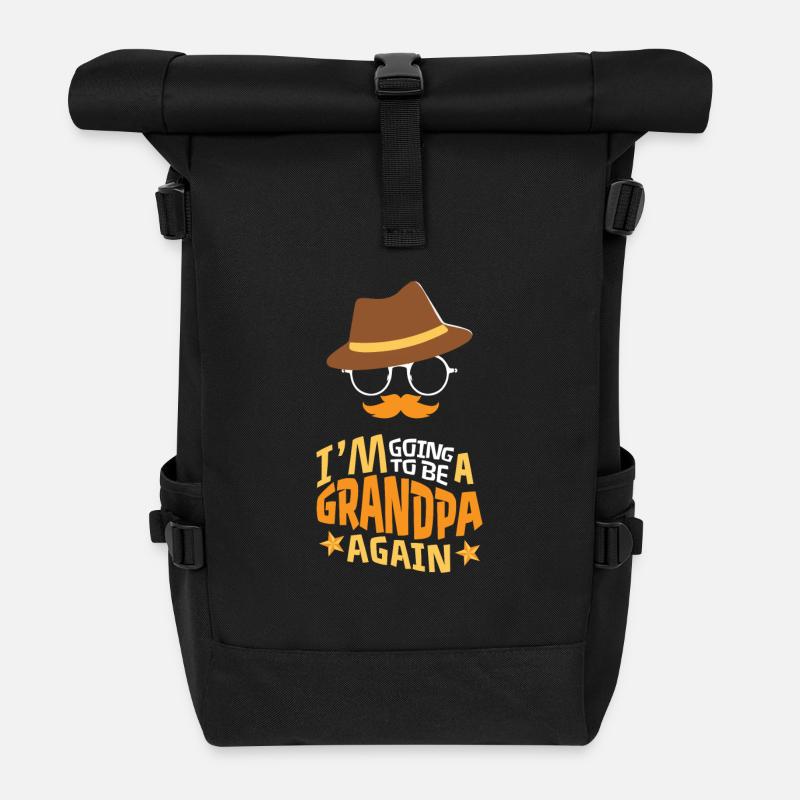 I'm going to be a Grandpa Again grandpa gift - Roll Top Backpack - black