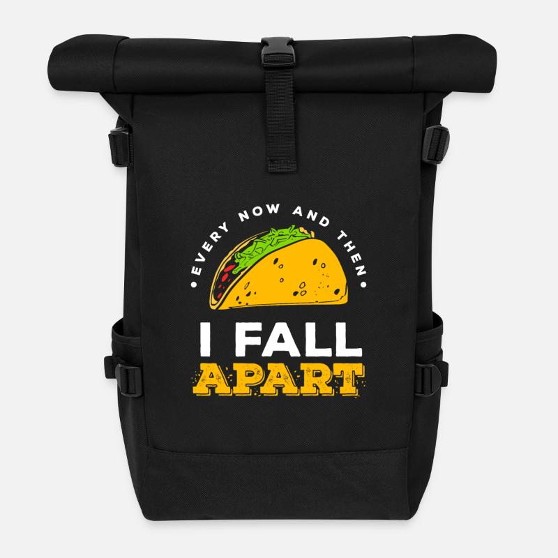 Taco De temps en temps je tombe en morceaux drôles - Sac à dos roll top - noir