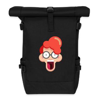 Rousse fou avec des lunettes - Sac à dos roll top - noir - Devant
