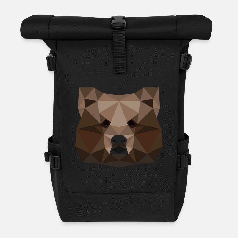 Ours idée cadeau géométrique ours animal ours brun - Sac à dos roll top - noir