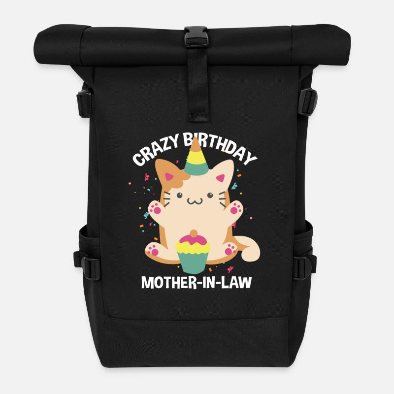 Funny Crazy Birthday Mother-In-Law - Rolltop Rucksack - Schwarz