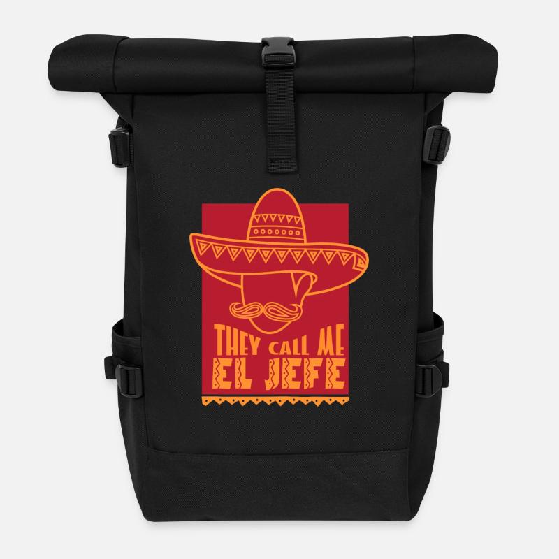 They call me El Jefe funny manager shirt - Roll Top Backpack - black