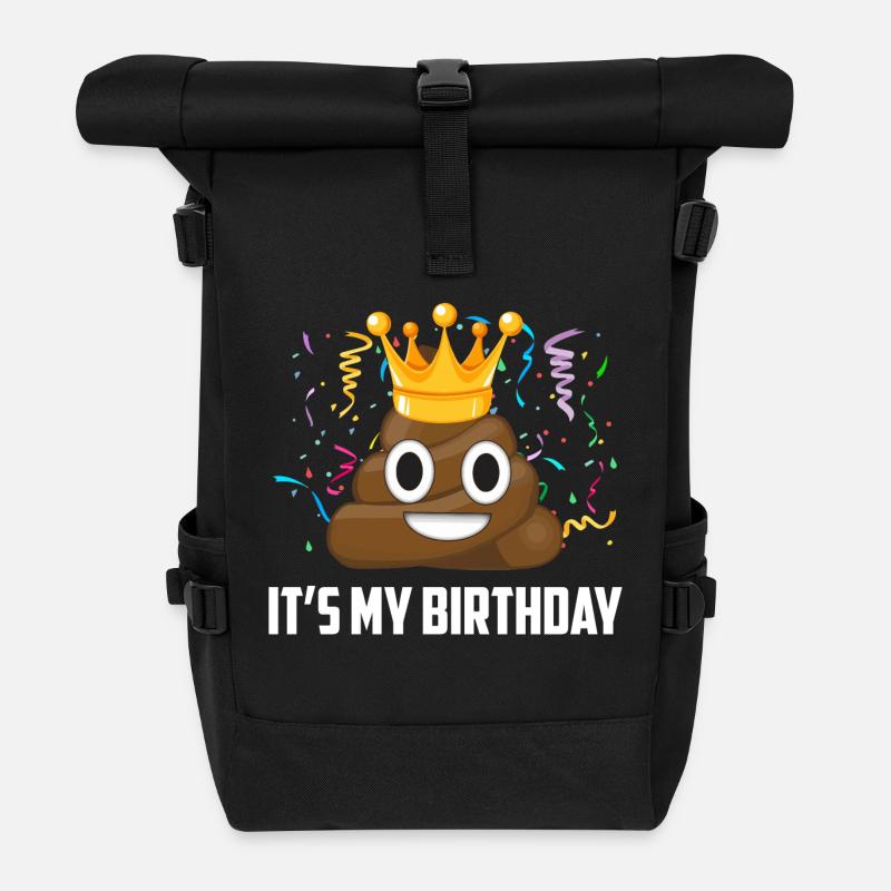 Its My Birthday Poop Emoticon - Rolltop Rucksack - Schwarz