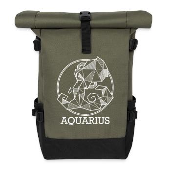Sternzeichen Wassermann Geschenk geo Aquarius - Rolltop Rucksack - Olive/Schwarz - Vorne