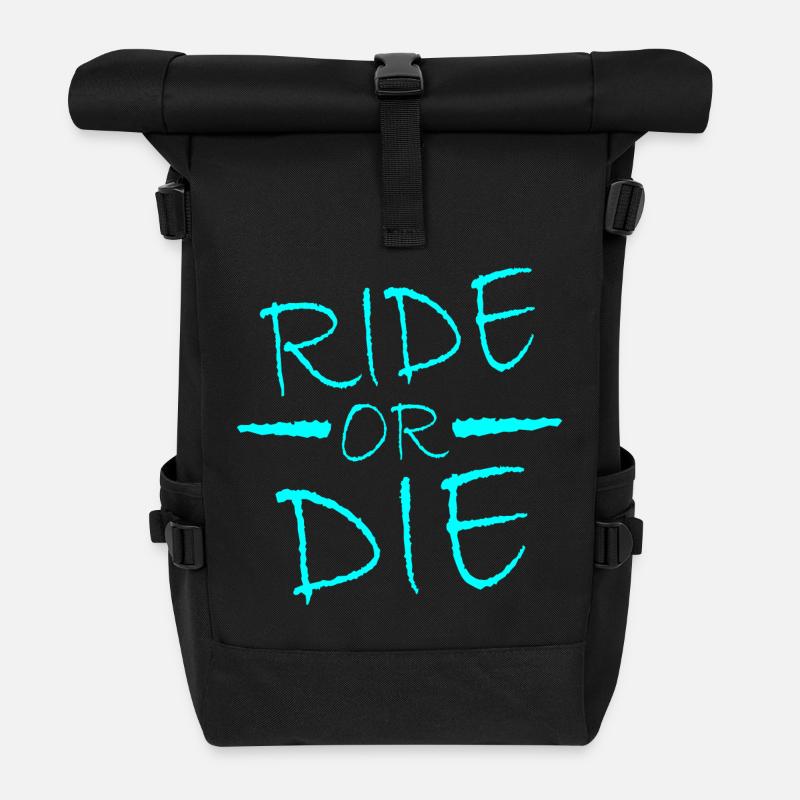 Ride or Die - Rolltop Rucksack - Schwarz