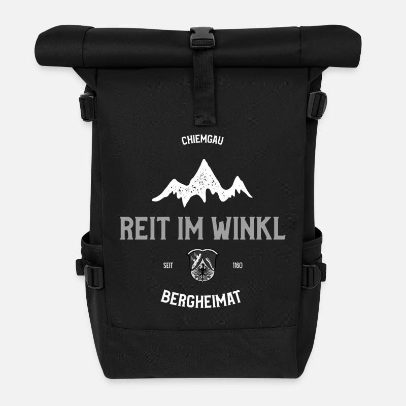 Reit im Winkl Chiemgau – Bergheimat Alpen Design - Rolltop Rucksack - Schwarz