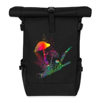 bunte Komposition Waldpilze,Gräser und Ast - Rolltop Rucksack - Schwarz - Vorne