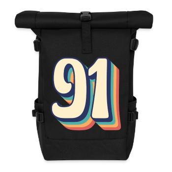 T-Shirt rétro Vintage numéro 91 quatre-vingt-onze - Sac à dos roll top - noir - Devant