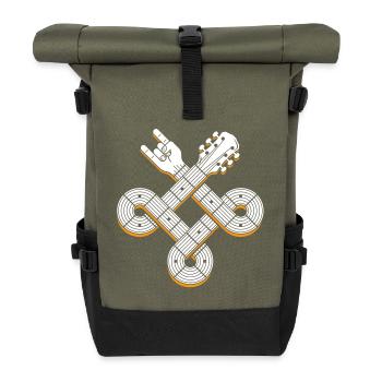 Celtic Knot Guitar. Rock Music Guitar Design - Roll Top Backpack - olive/black - Front