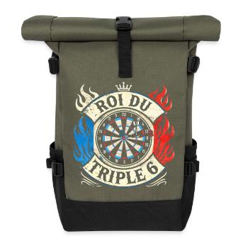 Roi du triple 6 humour fléchettes roi dard cible - Sac à dos roll top - olive/noir - Devant