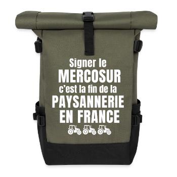 peasant, agriculture, farmer, farmer - Roll Top Backpack - olive/black - Front