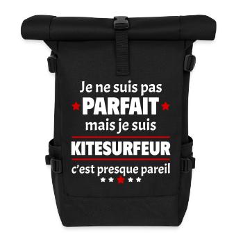 Pas parfait mais kitesurfeur, fête des pères, noël - Sac à dos roll top - noir - Devant