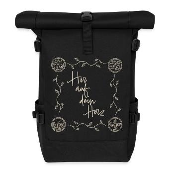 "Ein Mädchen Namens Willow" mit Hör Auf Dein Herz - Rolltop Rucksack - Schwarz - Vorne