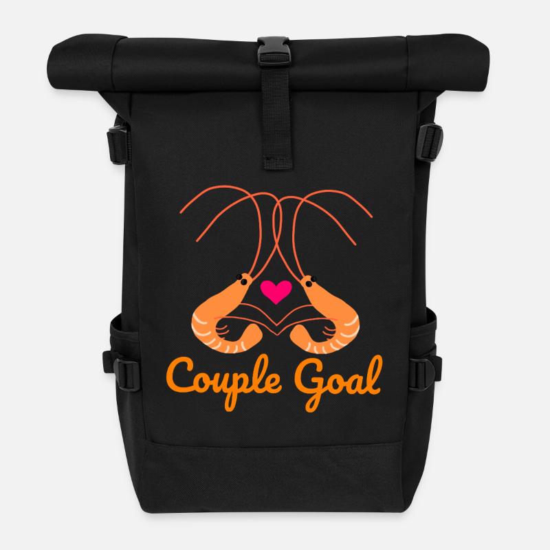 Couple Goal Shrimp Romantic Love Valentine's Day - Roll Top Backpack - black