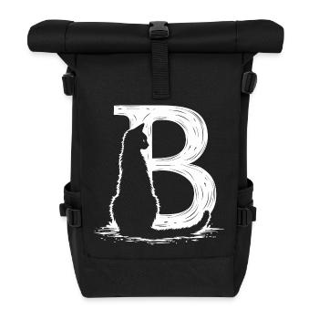 Buchstabe B mit Katze - Rolltop Rucksack - Schwarz - Vorne