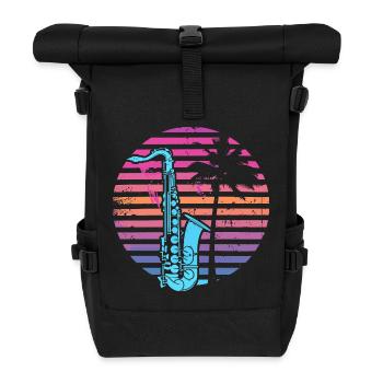 90s Saxophone - Roll Top Backpack - black - Front
