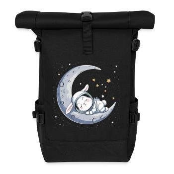 Cute Moon Bunny – Dreamlike Astronaut Journey - Roll Top Backpack - black - Front