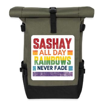 LGBTQIA+ Aufkleber Gay Pride Sashay den ganzen Tag - Rolltop Rucksack - Olive/Schwarz - Vorne