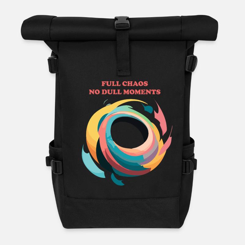 Abstract Spiral of Chaos - Roll Top Backpack - black
