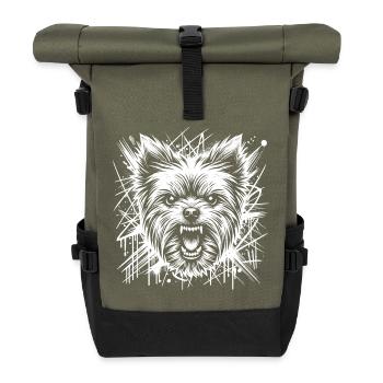 Yorkshire Terrier as Graffiti Street Art - Roll Top Backpack - olive/black - Front