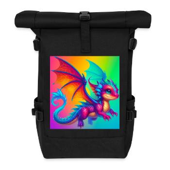 dragon - Roll Top Backpack - black - Front