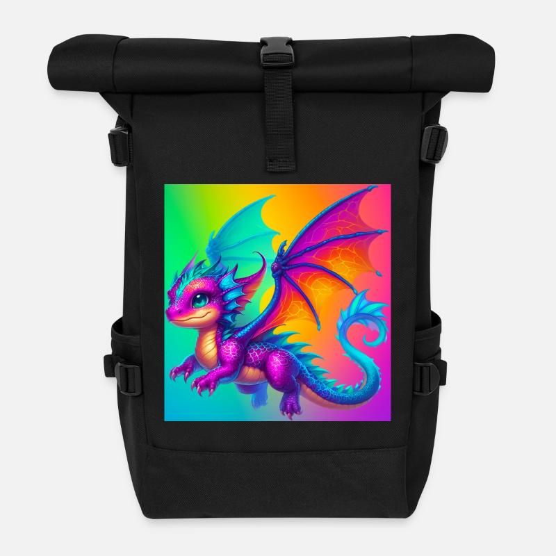 Drache - Rolltop Rucksack - Schwarz