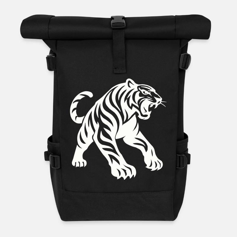 Tiger Silhouette - Roll Top Backpack - black