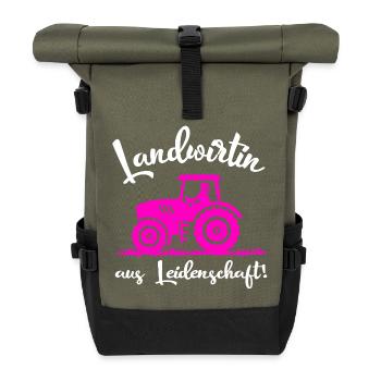 Landwirtin Aus Leidenschaft Landwirtschaft Sprüche - Rolltop Rucksack - Olive/Schwarz - Vorne