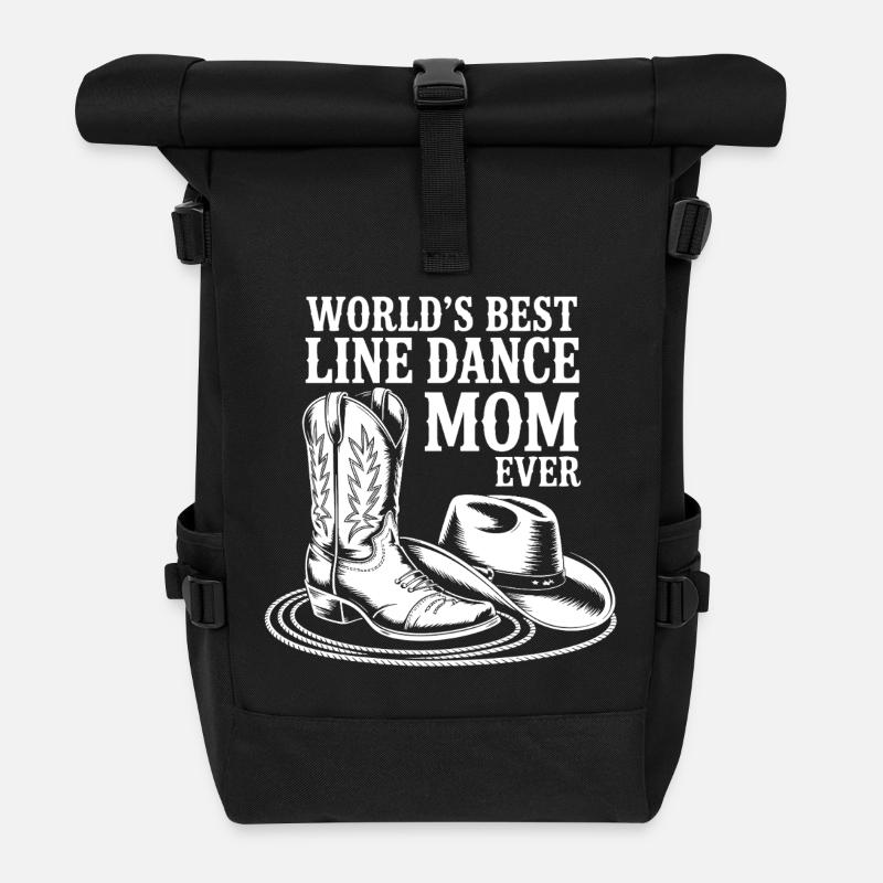 LineDance Mama mit Cowboystiefeln - Rolltop Rucksack - Schwarz