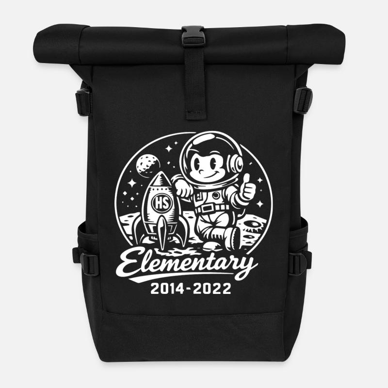 Baby-Astronaut und Rakete - Rolltop Rucksack - Schwarz