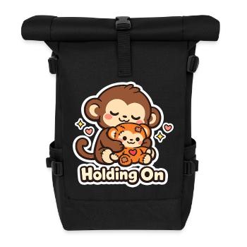 Punch Macaque Holding On - Roll Top Backpack - black - Front