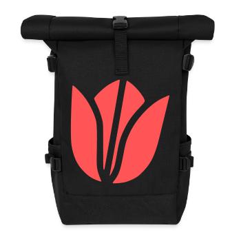 Tulip Blossom Abstract Flat - Roll Top Backpack - black - Front