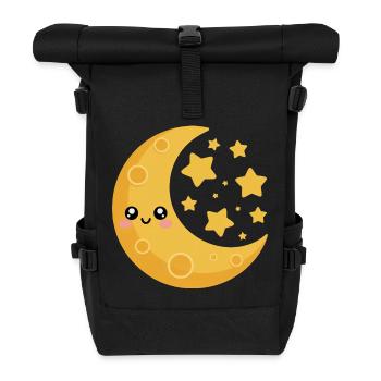 Mond und Sterne - Rolltop Rucksack - Schwarz - Vorne