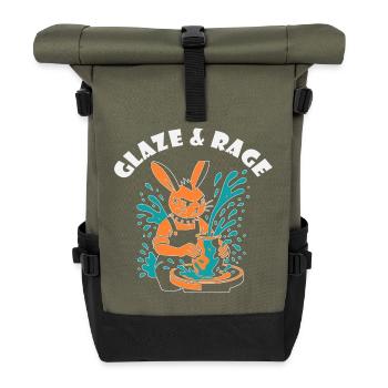 Glaze & Rage - Punk Bunny - Roll Top Backpack - olive/black - Front