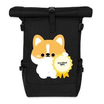 Certified NPC Corgi  - Roll Top Backpack - black - Front