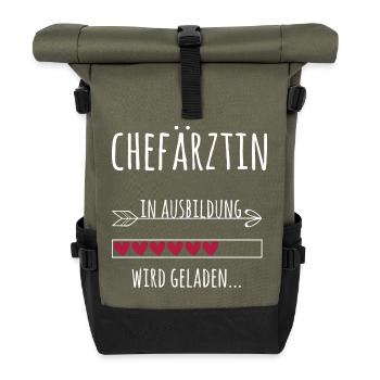 Chefärztin Ausbildung Medizinstudium Ärztin - Rolltop Rucksack - Olive/Schwarz - Vorne