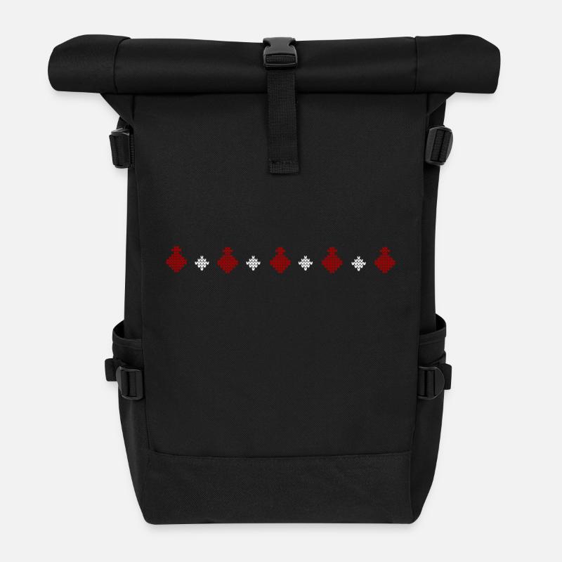 Strickpullover Muster Reihe Weihnachtskugel - Rolltop Rucksack - Schwarz
