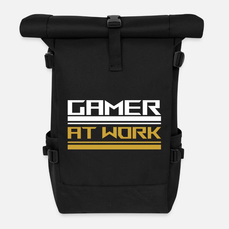 Gamer at work white - Rolltop Rucksack - Schwarz